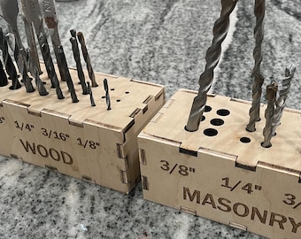 Laser Cut File for Drill Bit Boxes | Wood and Masonry Drill Bit Magnet Holders | .ai .svg .dxf .pdf files
