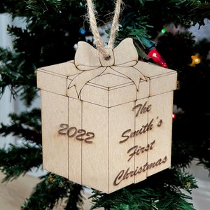 Personalized Present Ornament | Custom Christmas Ornament | Sustainably Sourced Wood Ornament