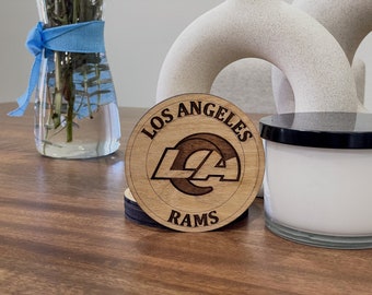 Los Angeles Rams Coasters - Custom Laser-Cut Wood Coasters for Football Fans, Perfect Home Bar Accessory, Gift for Sports Lovers, Set of 4