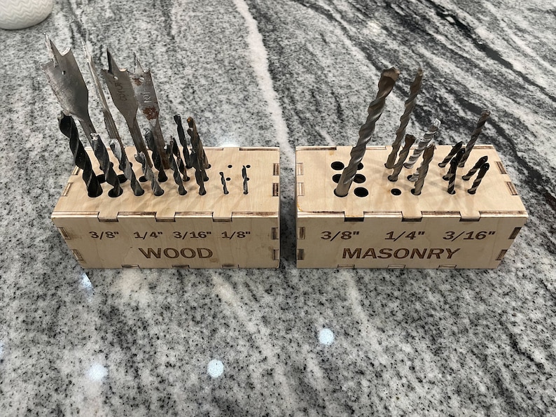 Laser Cut File for Drill Bit Boxes Wood and Masonry Drill Bit Holders .ai .svg .dxf .pdf
