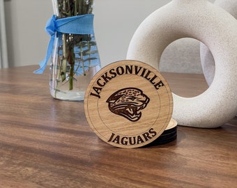 Jacksonville Jaguars Coasters - Custom Laser-Cut Wood Coasters for Football Fans, Perfect for Home Bar, Gift for Sports Lovers, Set of 4