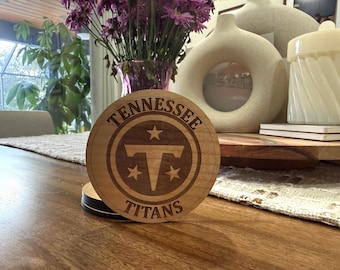 Tennessee Titans Coasters - Custom Laser-Cut Wood Coasters for Football Fans, Perfect Home Bar Accessory, Gift for Sports Lovers, Set of 4