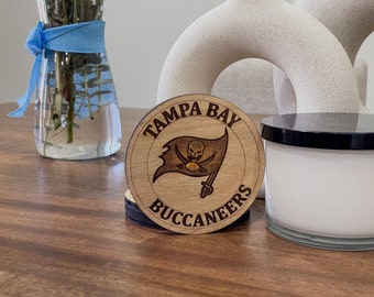Tampa Bay Buccaneers Coasters - Custom Laser-Cut Wood Coasters for Football Fan, Perfect Home Bar Accessory, Gift for Sports Lover, Set of 4