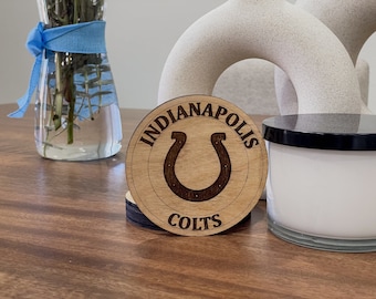 Indianapolis Colts Coasters - Custom Laser-Cut Wood Coasters for Football Fans, Perfect Home Bar Accessory, Gift for Sports Lovers, Set of 4
