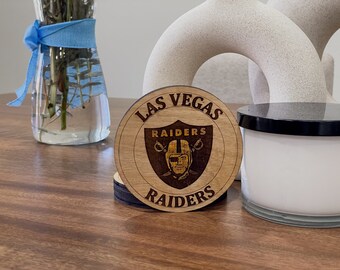 Las Vegas Raiders Coasters - Custom Laser-Cut Wood Coasters for Football Fans, Perfect Home Bar Accessory, Gift for Sports Lovers, Set of 4