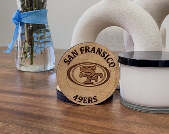 San Francisco 49ers Coasters - Custom Laser-Cut Wood Coasters for Football Fan, Perfect Home Bar Accessory, Gift for Sports Lovers, Set of 4
