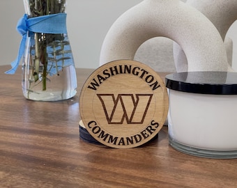 Washington Commanders Coasters - Custom Laser-Cut Wood Coasters for Football Fan, Perfect Home Bar Accessory, Sports Lover Gift, Set of 4