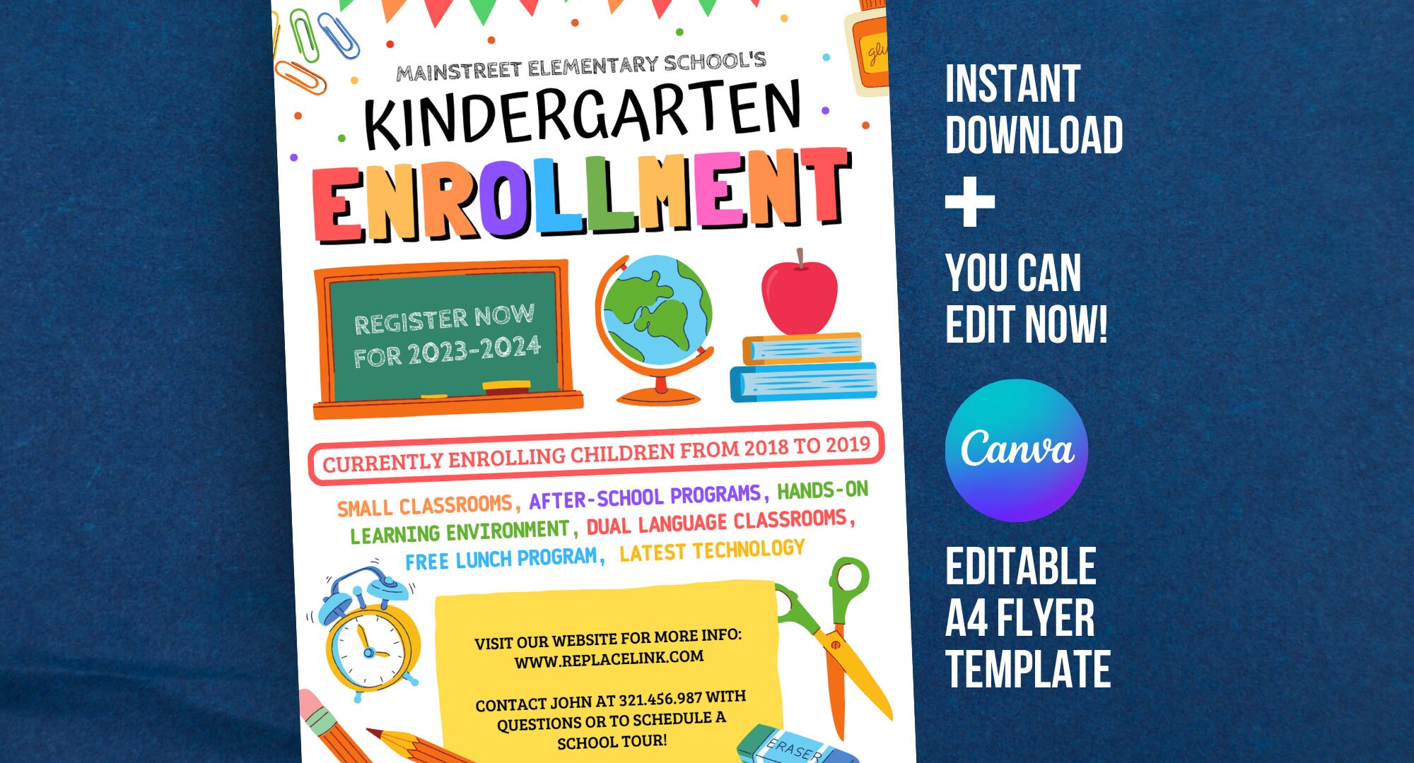 EDITABLE School Enrollment Registration Flyer Printable DIY Flyer editable-school-enrollment-registration-flyer-printable-diy-flyer