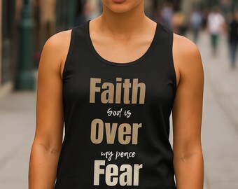 Faith Over Fear Tank Top | Christian Graphic Tank for Women | Inspirational Unisex Jersey Tee