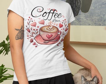 Heart Latte Art T-Shirt: Coffee Lover Valentine's Gift