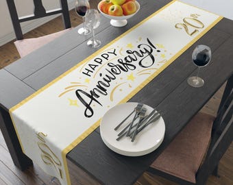 20th Anniversary Table Runner: Golden Celebration Decor