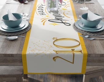 40th Anniversary Table Runner: Gold Celebration Decor