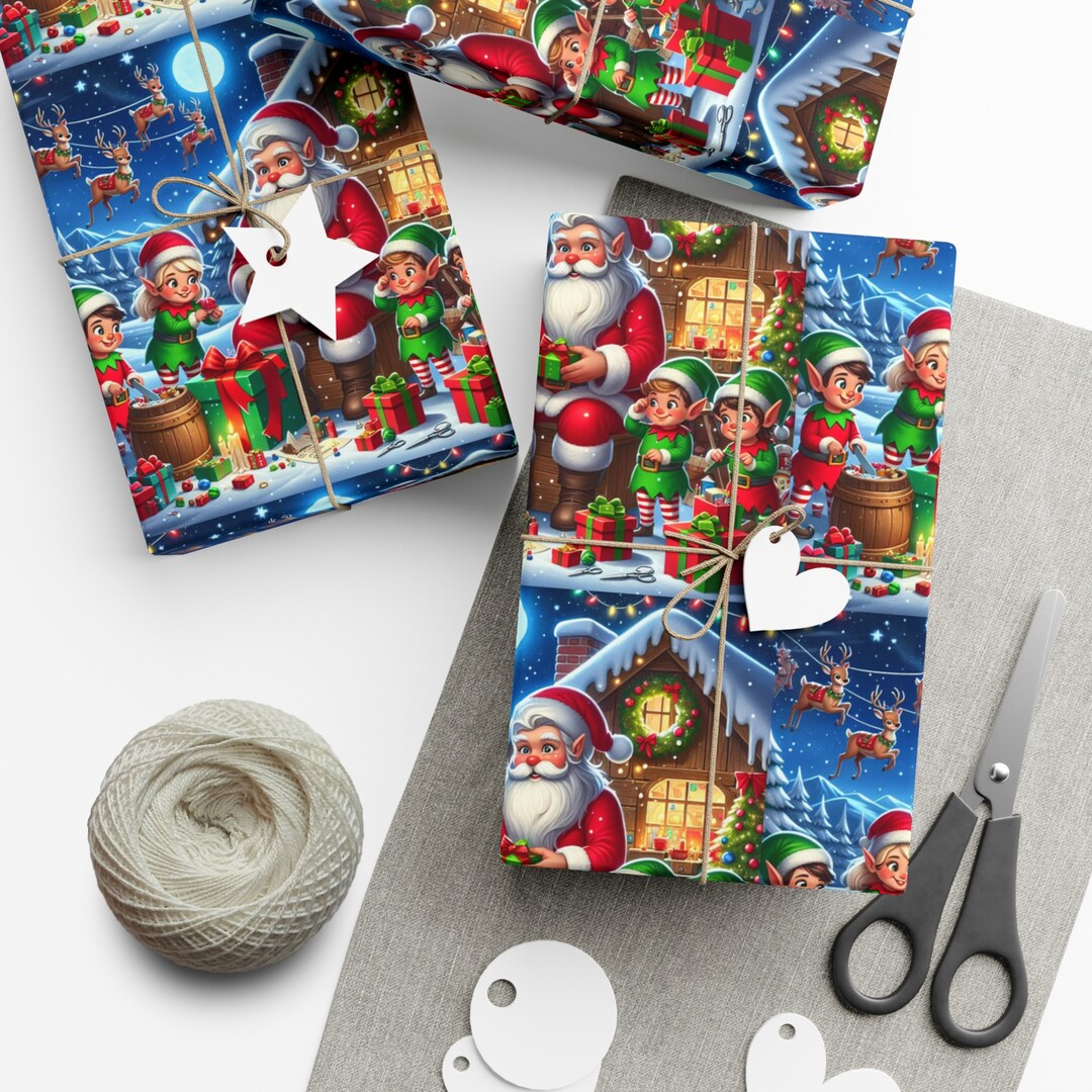 Santa Ramp Paper Santa Work Shop Gift Wrap Papers - Etsy