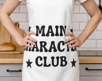Main Character Club Apron: Bold Black & White Kitchen Accessory