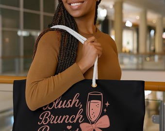 Blush Brunch Weekender Bag: Stylish Travel Tote - Champagne & Strawberries