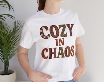 Cozy in Chaos Fall T-Shirt | Autumn Animal Print Graphic Tee | Pumpkin Patch & Thanksgiving Outfit