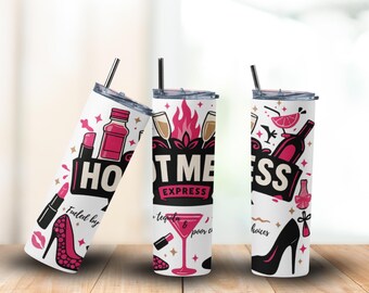 Hot Mess Express Tumbler: Funny Stainless Steel Travel Mug with Straw