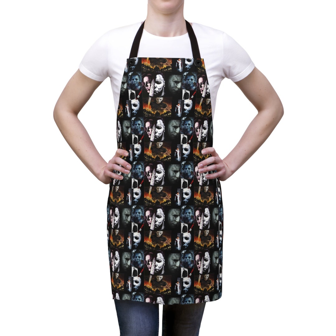 CMNIM Michael Myers Cooking Apron – Horror Movie BBQ Apron With Two Pockets, Adjustable Neck & Waist, Waterproof Polyester