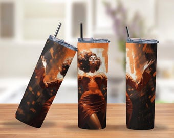 Afro Woman Art Tumbler: Insulated Stainless Steel Travel Cup