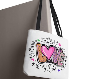LOVE Print Tote Bag | Bold Heart Design, Everyday Carryall