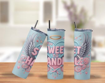 Pastel Angel Wings Tumbler: Coquette Stainless Steel Cup with Straw