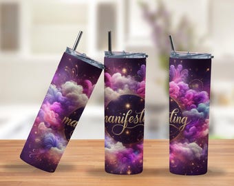 20oz Manifesting Tumbler | Purple Cosmic Mug | Law of Attraction Stainless Steel Cup