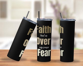 Faith Over Fear 20oz Tumbler | Christian Travel Mug | Inspirational Stainless Steel Cup