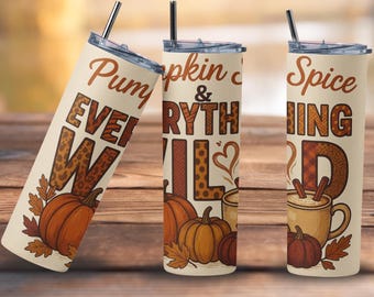 Pumpkin Spice Stainless Steel Tumbler: Autumn Coffee Lover 20oz Cup