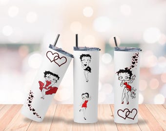 Retro Betty Boop Pin‑Up Love Tumbler – 20 oz Stainless Steel Travel Mug | Vintage Cartoon Girl Gift