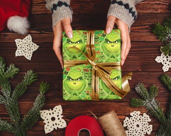 Funny Grinch Christmas Wrapping Paper: Holiday Humor Gift Wrap