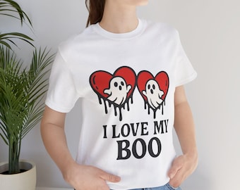I Love My Boo T-Shirt | Unisex Halloween & Valentine’s Ghost Heart Tee