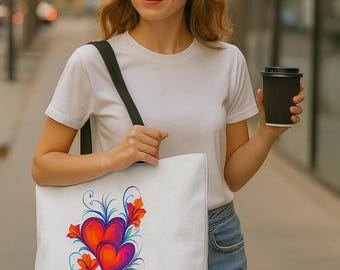 Floral Heart Weekender Bag: Oversized Hibiscus Travel Tote