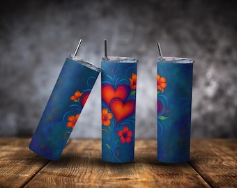 Hibiscus Heart Insulated Tumbler | Romantic Galaxy Stainless Steel Cup