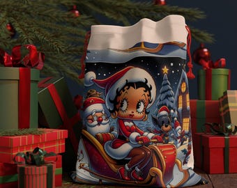Betty Boop Christmas Gift Sack | Retro Holiday Drawstring Bag