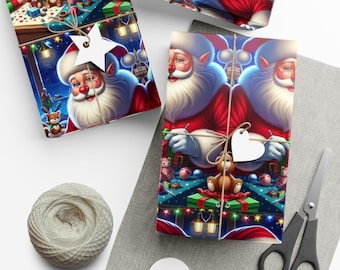 Santa's Workshop Wrapping Paper: Elf & Toy Shop Christmas Gift Wrap