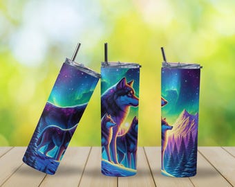 Wolf Pack 20oz Tumbler | Spiritual Forest Wolves Travel Mug | Insulated Stainless Steel Cup