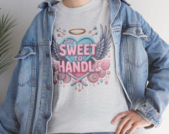 Candy Heart Graphic Tee: Soft Girl Kawaii T-Shirt - Angel Wing Design