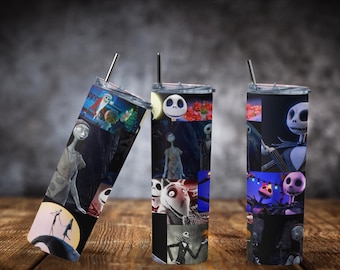 Jack & Sally Halloween Tumbler: 20oz Stainless Steel Spooky Fan Gift
