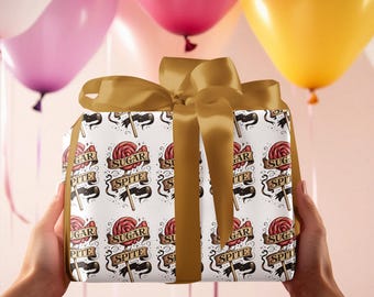Sugar and Spite Wrapping Paper: Bold Candy-Themed Gift Wrap