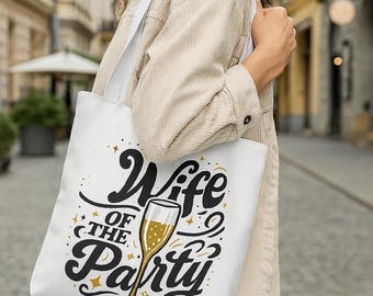 Wife of the Party Canvas Tote Bag: Bridal Shower Accessory