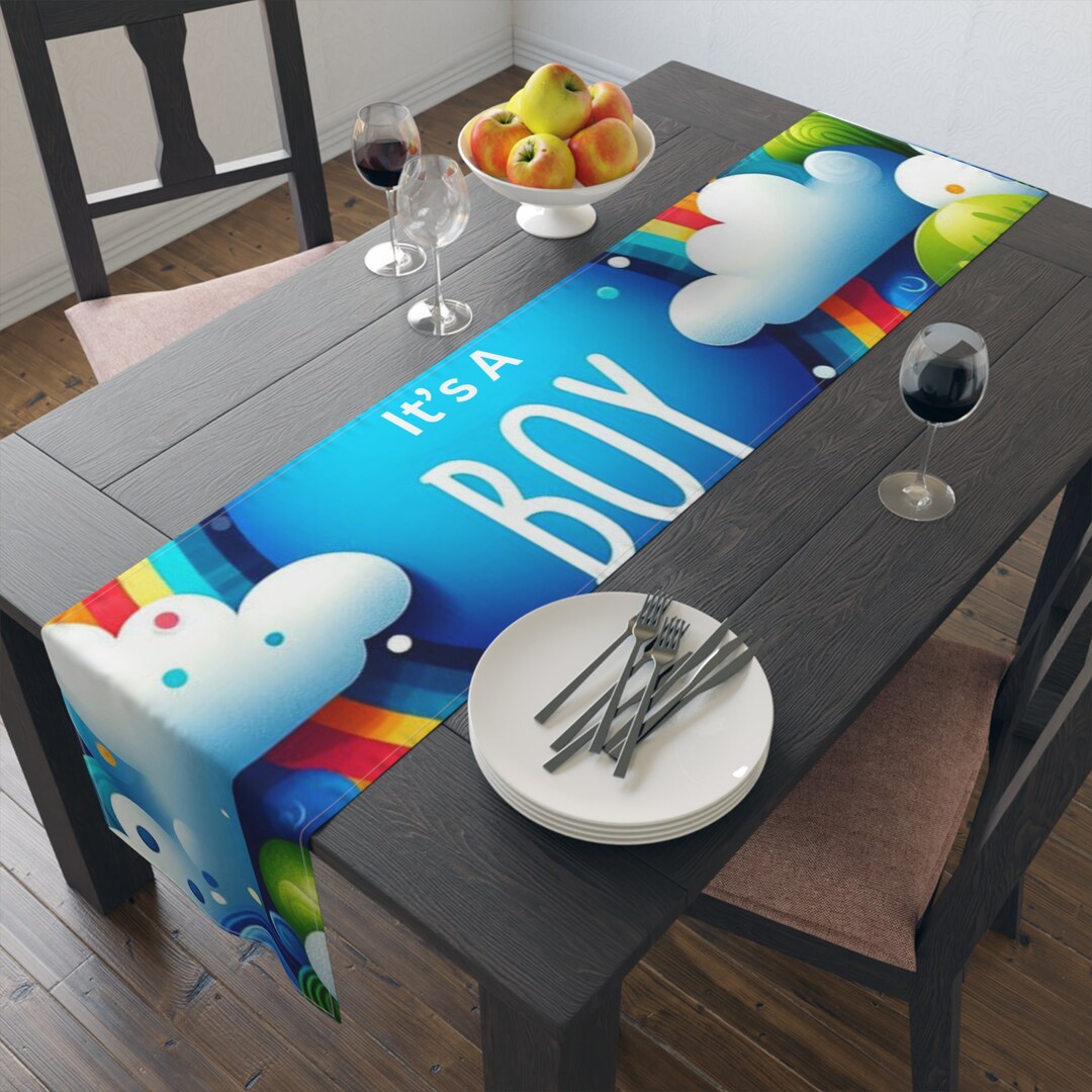 It's a Boy Cloud Table Runner | Baby Shower Decor (cotton or Poly) - Etsy