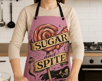 Pink Lollipop Kitchen Apron: Sugar and Spite, Funny Baking Gift