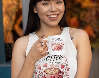 Heart Latte Art Tank Top: Coffee Lover Racerback Crop Tee