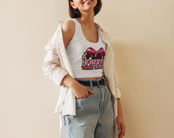 Sassy Coquette Crop Top | "Flirt First" Graphic Tee