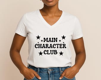 Main Character Club V-Neck T-Shirt: Soft Cotton Trendy Tee