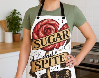 Sugar and Spite Apron: Funny Candy-Themed Cooking Apron