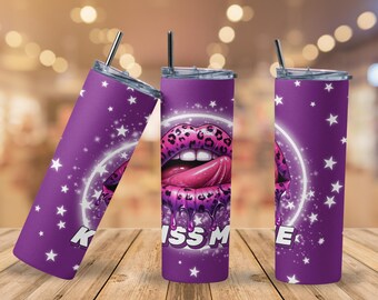 Purple Leopard Lips Tumbler: Stainless Steel Sassy Cup