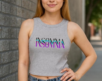 Y2K Graphic Crop Tank Top: Midnight Vibes Sleeveless Shirt