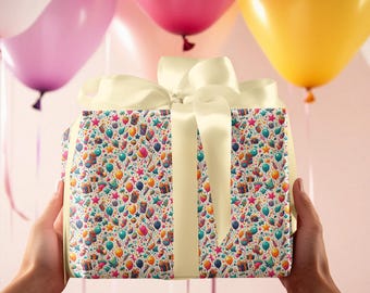 Colorful Balloon Wrapping Paper | Festive Gift Wrap for Birthdays, Holidays & Party Celebrations