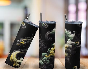 Gothic Dragon Tumbler: Black & Gold Stainless Steel Travel Cup